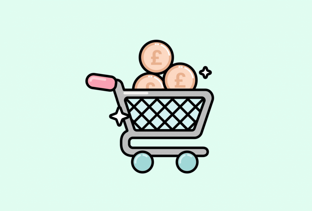 A shopping cart full of coins