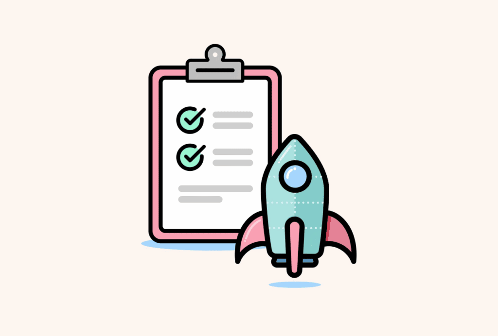 A rocket and checklist