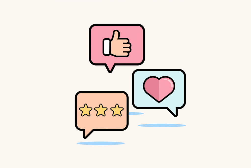 thumbs up, 3 stars and a heart