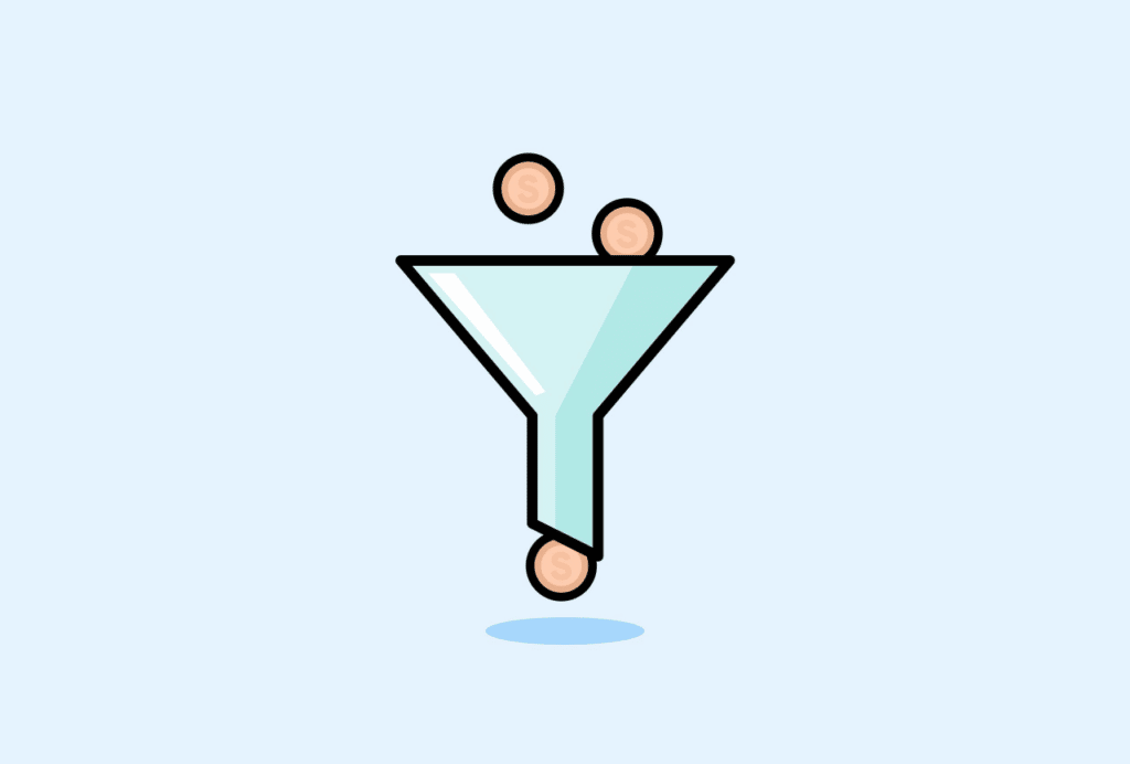 A measuring funnel with coins in
