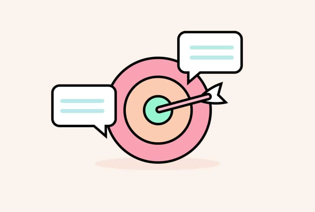 A target board with speech bubbles