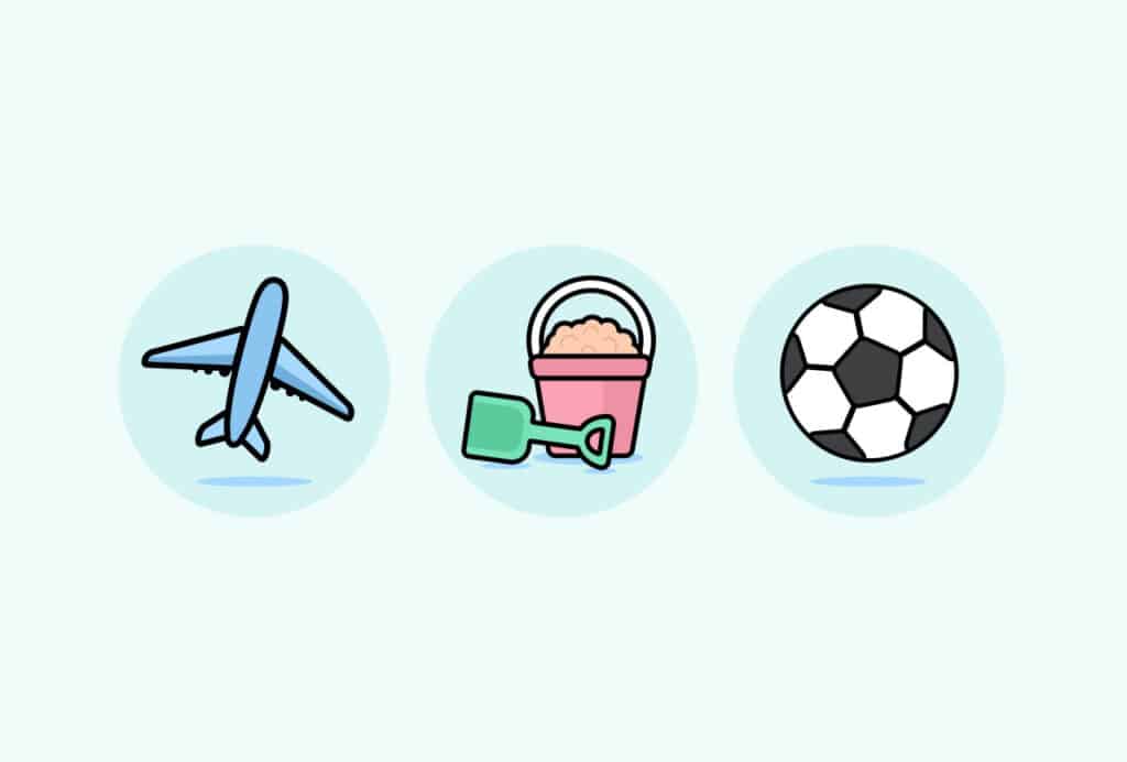 AN airplane, football and sandbox