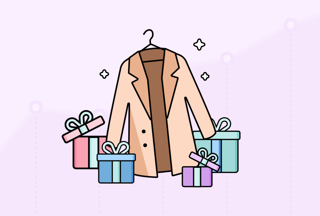 A brown coat with present boxes around