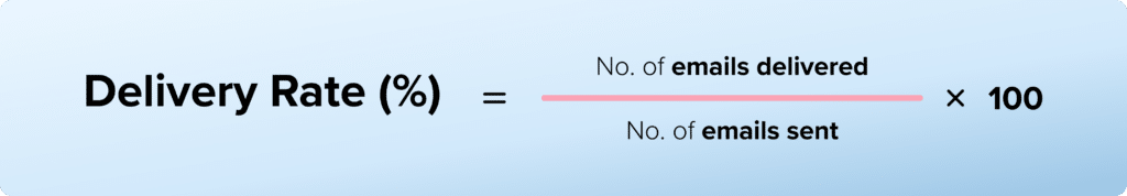Delivery Rate (%) = No. of emails delivered / No. of emails sent x 100
